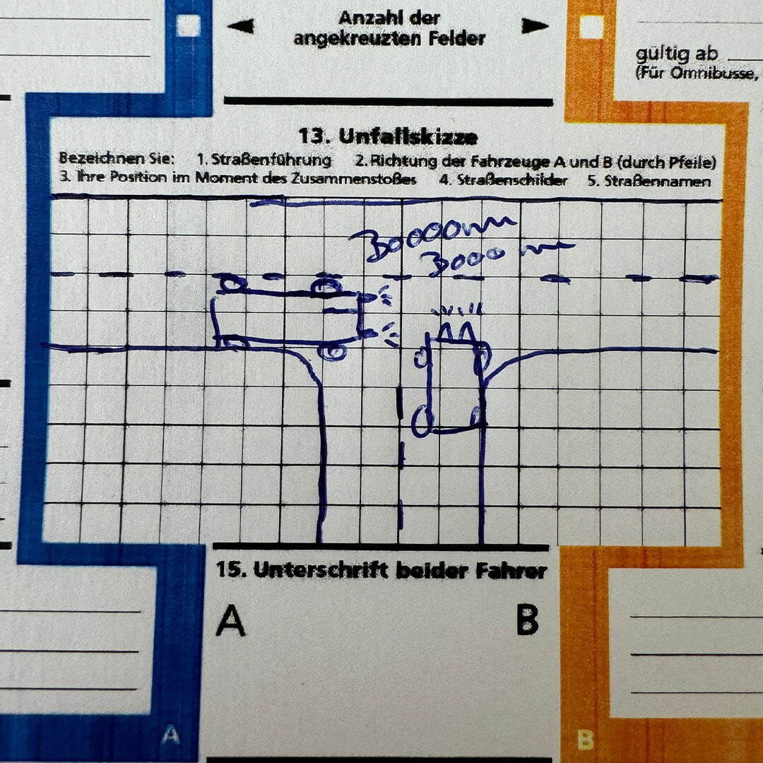 Unfallskizze handgezeichnet Unfallskizze handgezeichnet