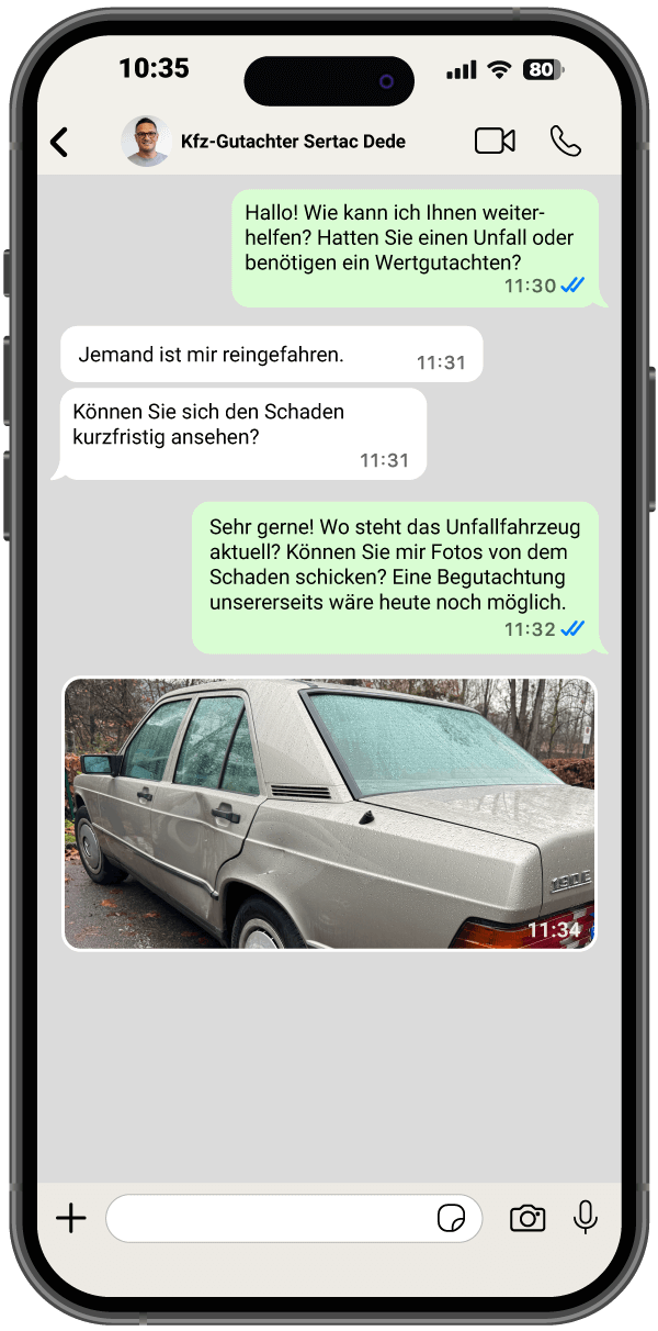 Kfz Gutachter per WhatsApp kontaktieren