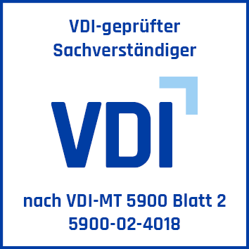 VDI-gepruefter Sachverstaendiger nach VDI-MT 5900 Blatt 2 (Reg. 5900-02-4018)